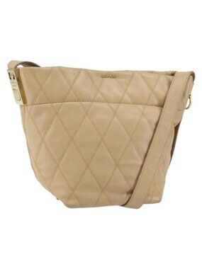 Authentic GIVENCHY Shoulder Bag Leather Beige Gold